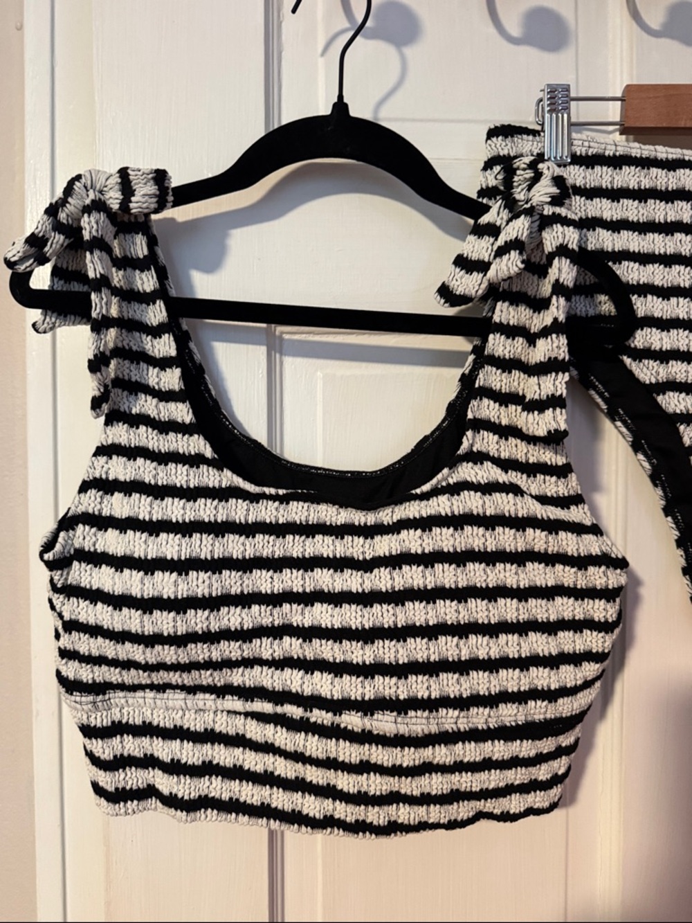 NWOT Striped Black & White Ribbed Bikini Set Swim Size XL - Picture 2 of 10
